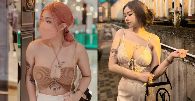 「兇猛妹子」逛街狂掏「鮮嫩豪乳」，心機葉片插上厚乳太邪惡 - 網路美女