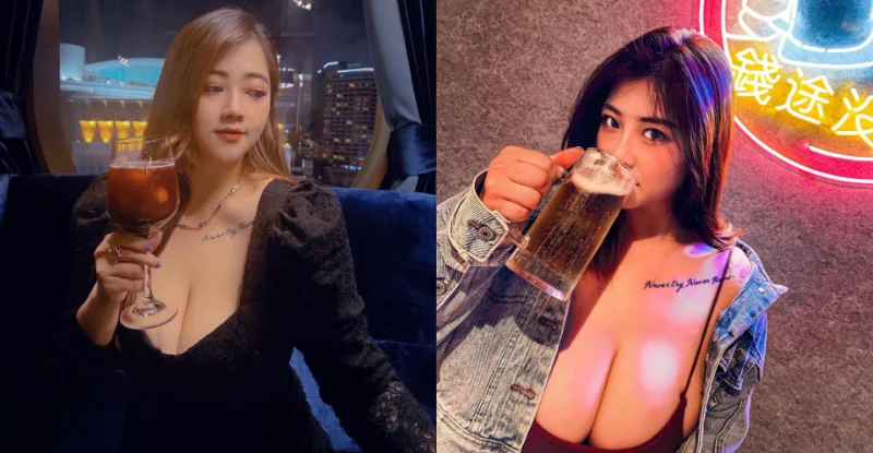 「暴乳正妹」乾杯偷曬大炸彈，「邪惡濠溝」比臉還長震撼全場 - 網路美女