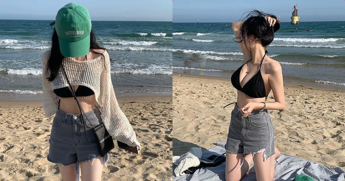 曬日光浴的年輕妹子「發育好好」，針織衫下「胸型太性感」！ - 網路美女