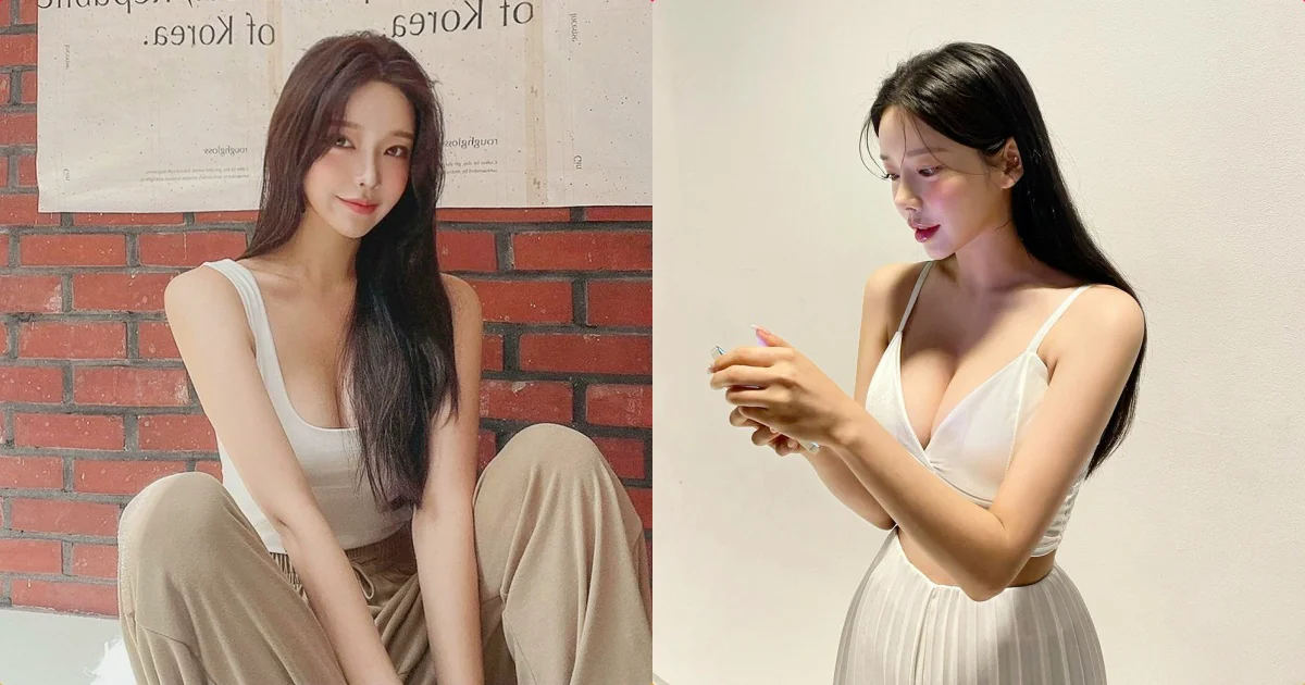 正妹低頭照「深溝現形了」，白色深V裝「上圍好傲人」！ - 網路美女