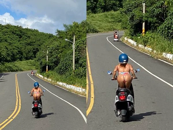 墾丁路上超危險！「比基尼辣妹」騎車防燙，懸空「絕世美臀」太吸睛 - 網路美女