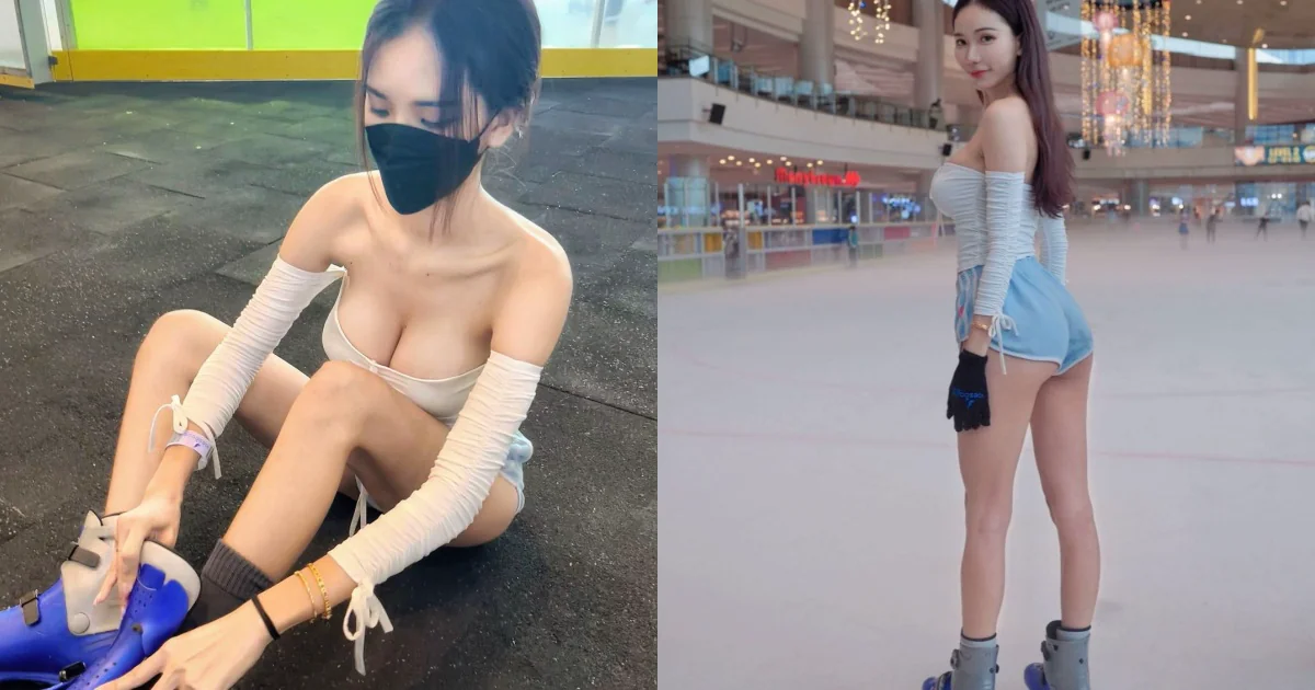 大馬正妹「爆乳溜冰」！平口上衣秀「香肩豪乳」，超飽滿蜜桃也快掉出來～ - 網路美女