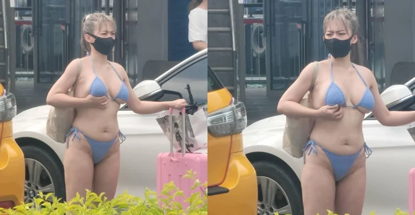 東港碼頭驚見「超巨比基尼妹」爆乳攔車　大庭廣眾下喬奶 - 網路美女
