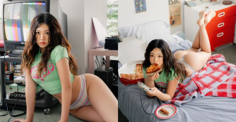 「蜜臀尤物」宅樣吃Pizza太性感，「鮮嫩蜜桃香」讓粉絲想嗑 - 網路美女
