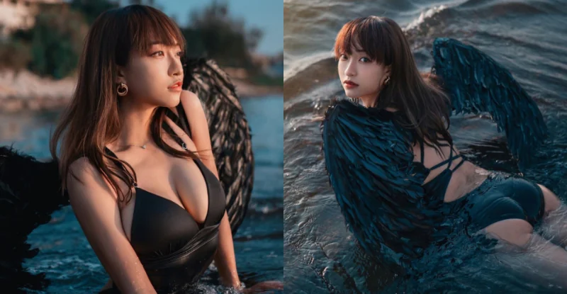 「火辣黑天使」海中狂展窈窕美體，「兇猛奶量」超強誘惑！ - 網路美女
