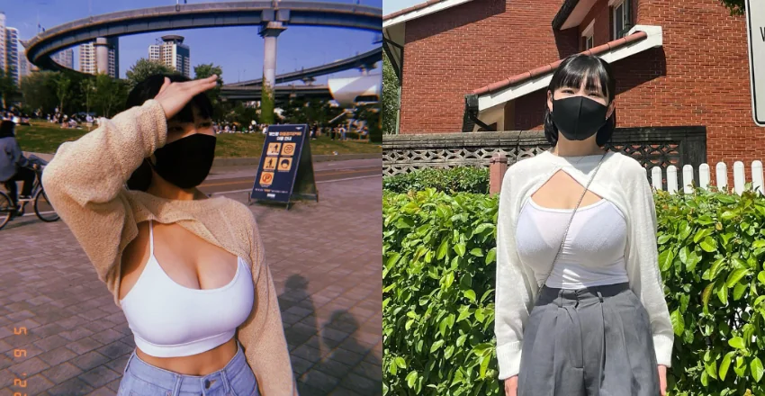好圓！「巨乳小姐姐」細肩帶背心遮不住渾圓　份量輾壓路人 - 網路美女