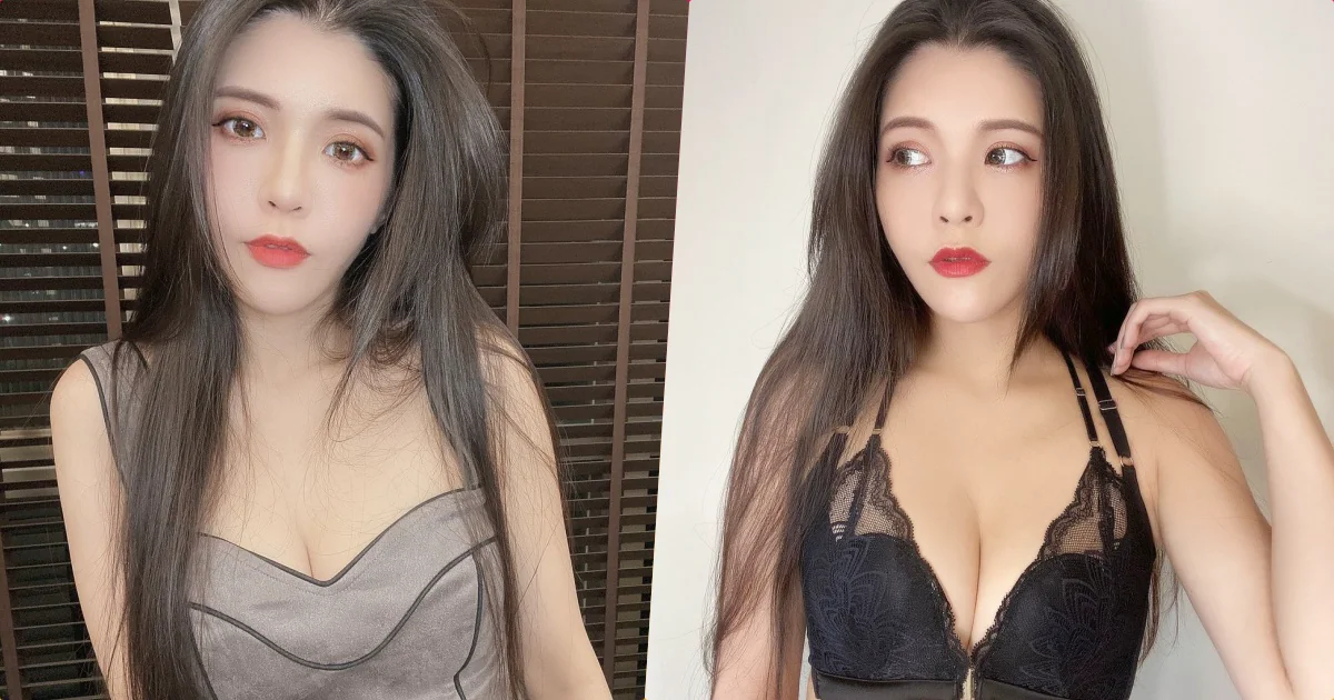 正妹「Chiao焦糖」黑色內衣好深V，「火辣事業線」特別誘人！ - 網路美女