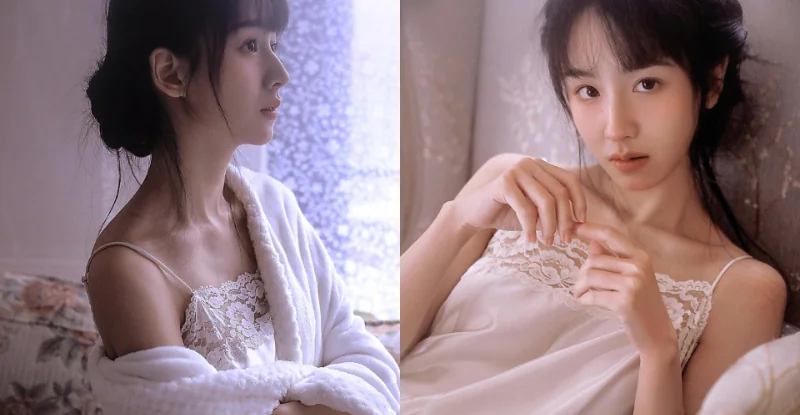 「仙氣少女」床上姿態太撩人，「骨感香肩」還藏性感豪溝 - 網路美女