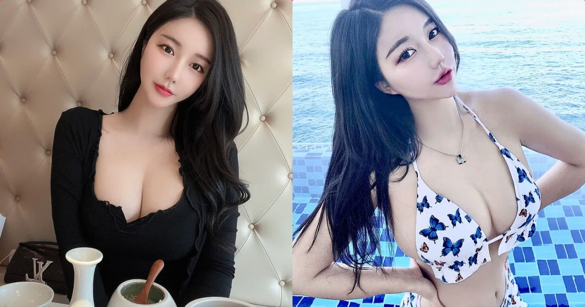 穿低胸裝用餐的「火辣爆乳妹」，「搶眼的飽滿美胸」比食物誘人！ - 網路美女