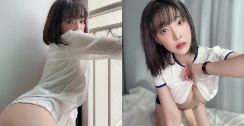 巨乳「百萬網紅」穿上濕透襯衫　半透明布料透出渾圓線條 - 網路美女