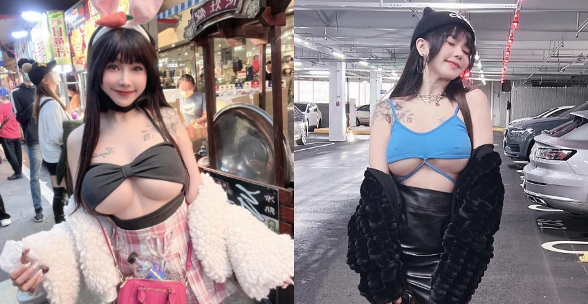 爆乳小白兔「張嘻嘻」火辣逛夜市　胸前兩顆掉了一半出來 - 網路美女
