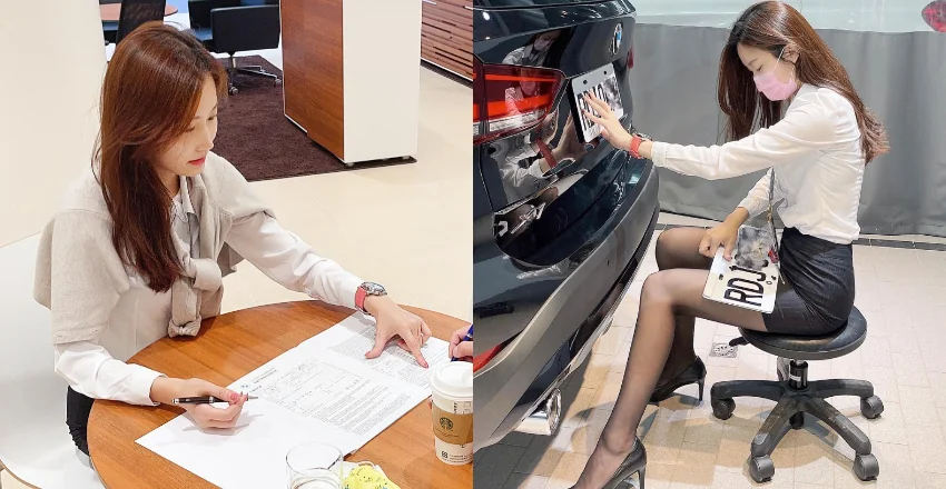 BMW「美腿業務代表」透膚黑絲襪超性感　網友：揪團賞車了 - 網路美女