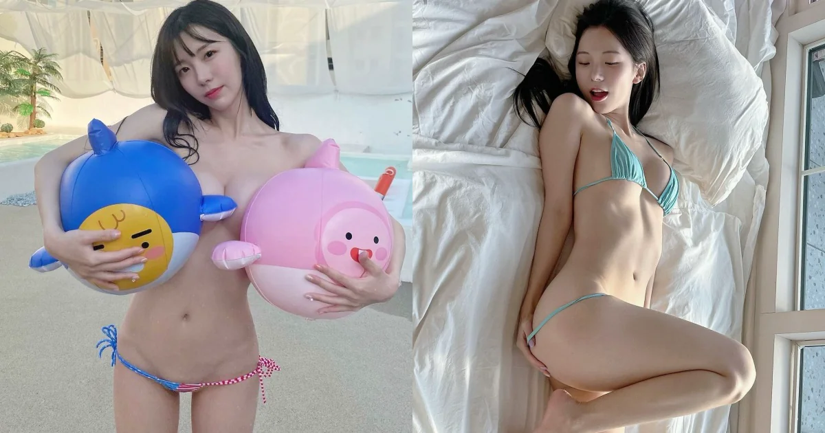 清純正妹骨子裡超色！玩水用「氣球遮點」，比基尼小褲褲還拉到見底！ - 網路美女