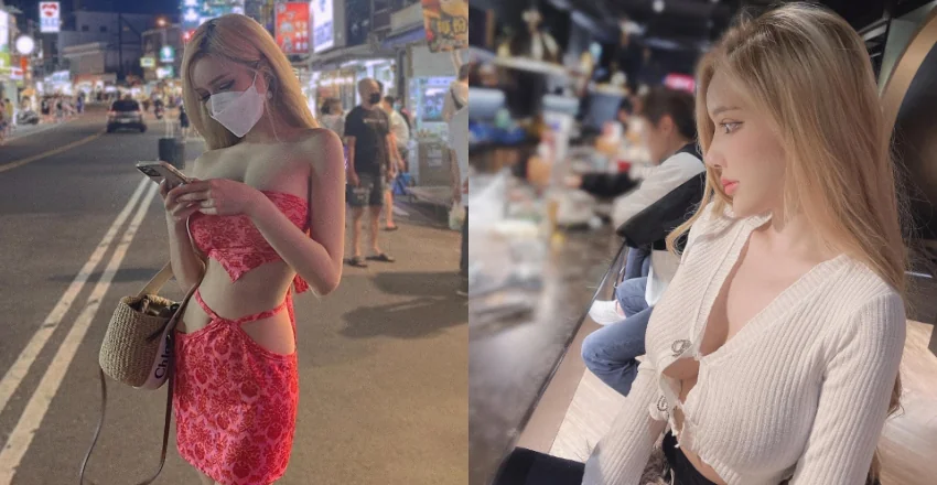 大辣的來一份！墾丁大街巧遇爆乳辣妹「雲嫣」挺巨乳吃燒酒螺 - 網路美女