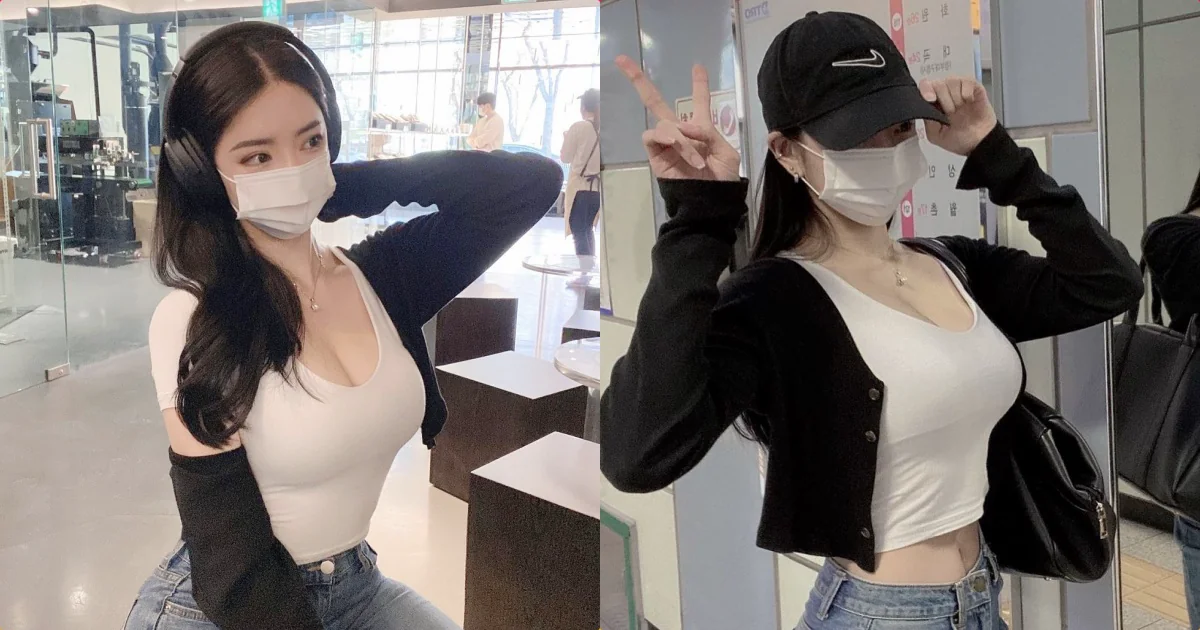 戴耳機的辣妹「胸前畫面好飽滿」，性感挺胸「形狀好凸出」！ - 網路美女
