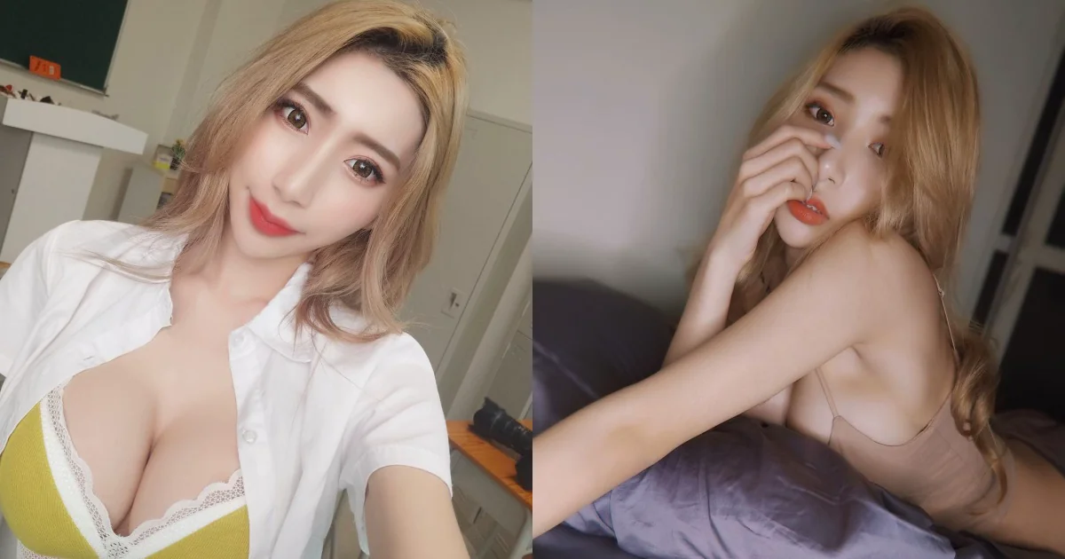 金髮制服妹「蕭晴」教室裡開扣自拍！「飽滿F奶」呼之欲出，私下辣照更兇猛！ - 網路美女