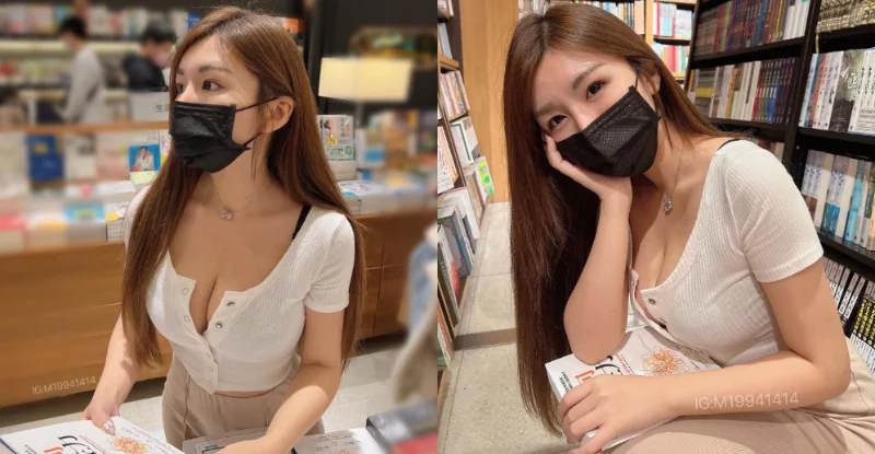 書店驚見性感小隻馬「念念」，「暴力猛乳」撐開領口遮蔽大家視線 - 網路美女