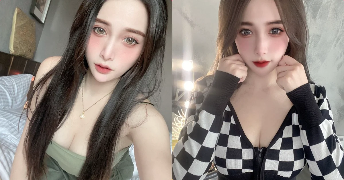 正妹「唯娜」棋盤格造型好深V，「雄厚乳量」常撐爆上衣！ - 網路美女