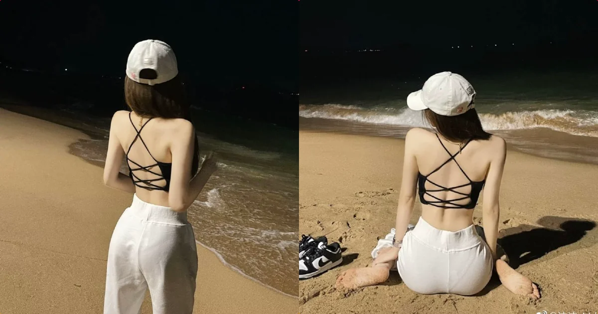 海邊發現「超誘惑露背裝辣妹」，「轉正面的高顏值」美暈網友！ - 網路美女