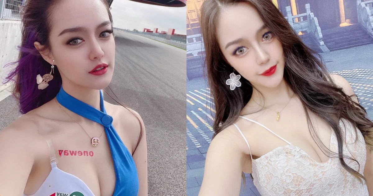 辣妹「朱皮兒」賽車場造型好誘惑，「白嫩酥胸」性感放送！ - 網路美女