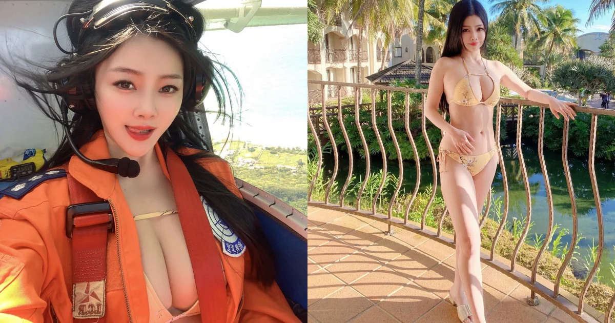 爆乳飛行員「小桃子」制服內搭比基尼！超渾圓「32E巨乳」快掉出，網友超想一起飛！ - 網路美女