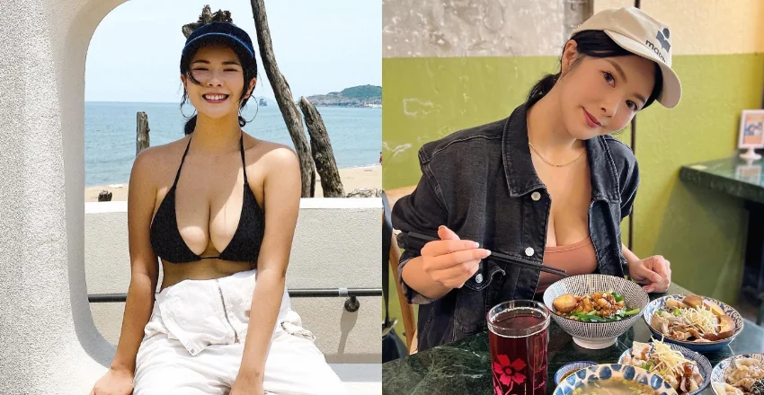 巨乳部落客「Amber」用豐滿乳量襯托美食　網友：份量果然很大 - 網路美女