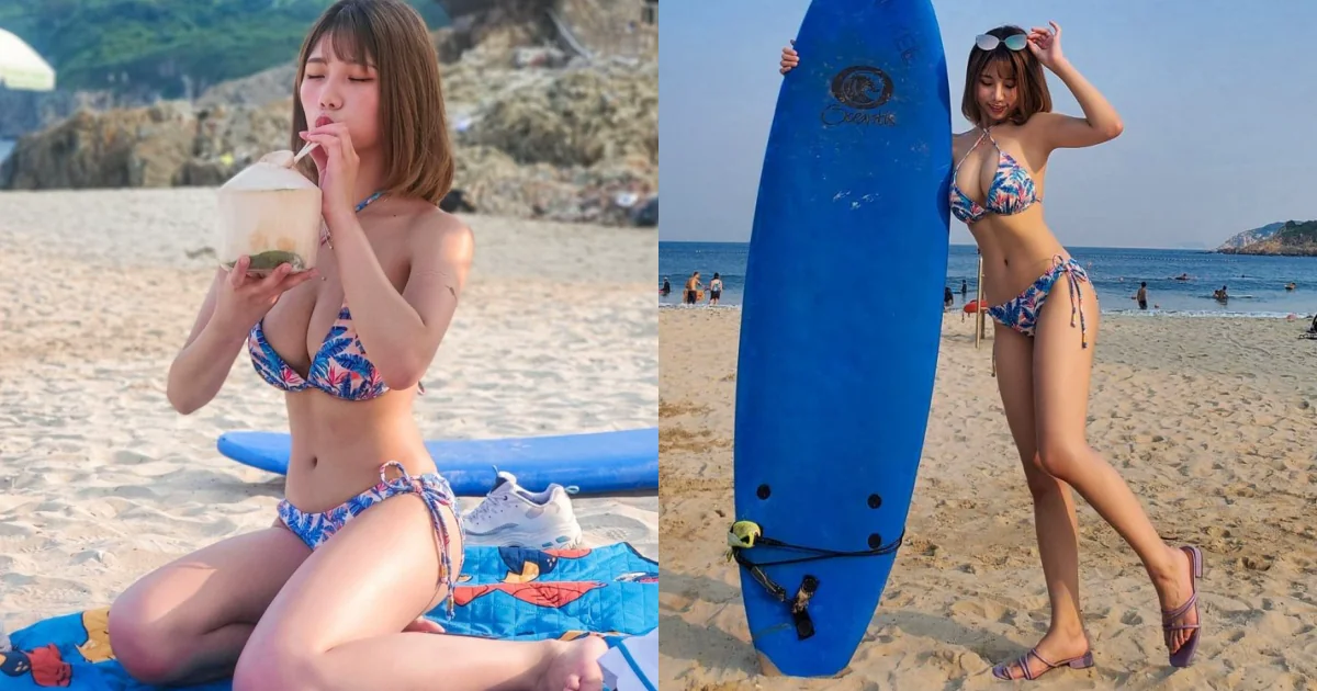 香港大浪灣驚見「巨乳衝浪妹」！超兇猛Ｅ罩杯＋小蠻腰，曲線犯規路人猛看！ - 網路美女