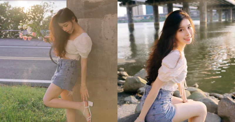 河堤驚見「天菜少女」回眸甜笑，甜力搭「性感小蠻腰」讓人融化 - 網路美女