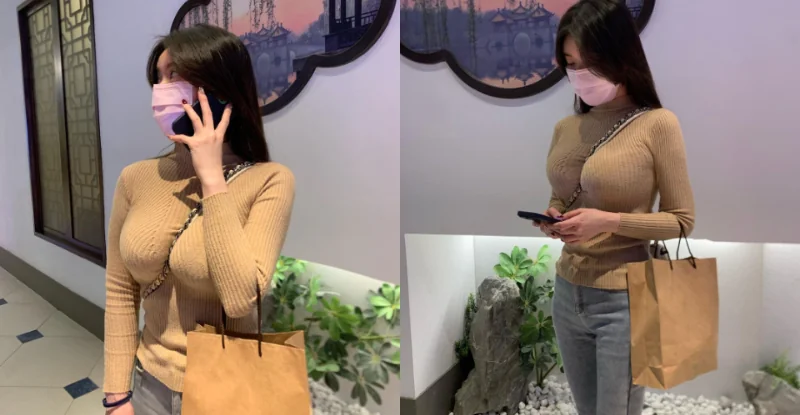 「白嫩波霸妹」穿保守衣還隱乳失敗，「背包狂勒奶線」直接現形 - 網路美女