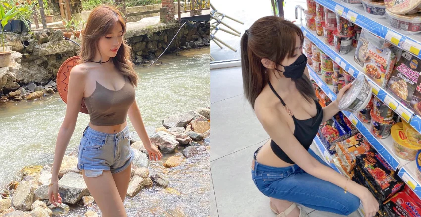 Fedora粉朵拉旗袍小姐超商購物秀爆乳上衣，其他顧客看傻眼！- 網路美女