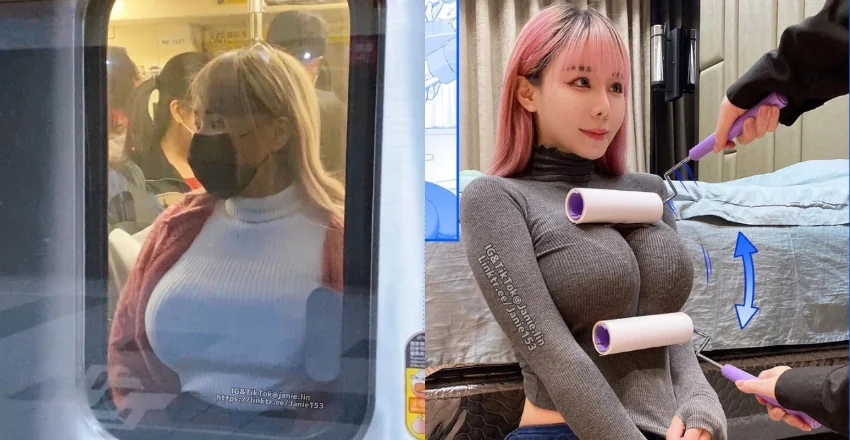 台北捷運驚見「巨乳妹擠壓窗戶」畫面曝光，通勤時間太瘋狂！