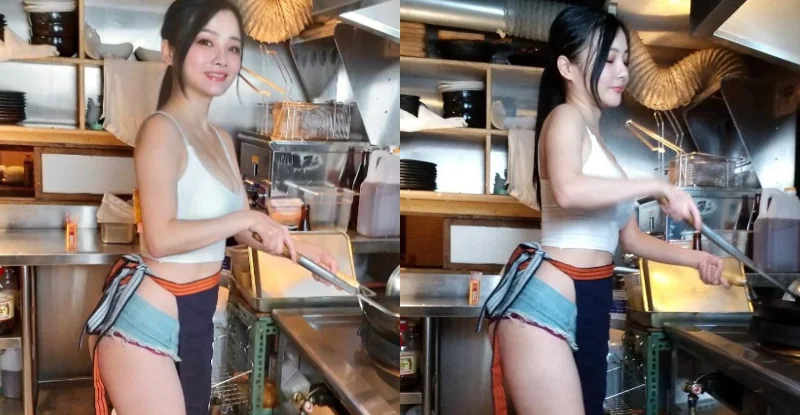 「小桃子」炒出辣氣料理：網路美女「側開臀腿」引粉絲瘋狂點擊