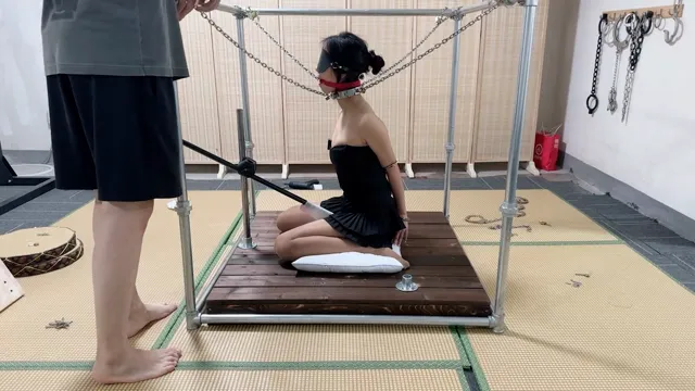 振动棒固定放置，刑具拘束固定，玩弄淫蕩女奴