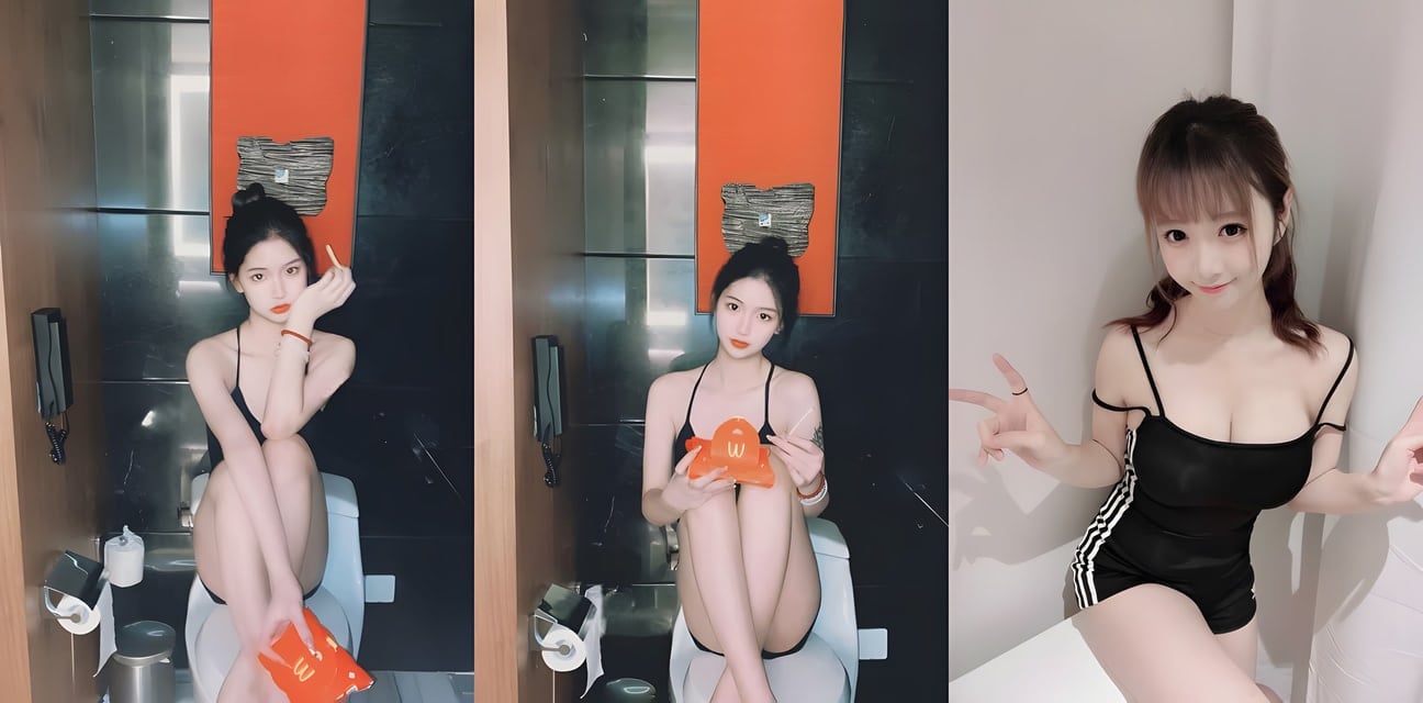 厕所甜美小妹麦当劳薯条play！坐马桶比中指超撩人黑丝嫩模私拍流出