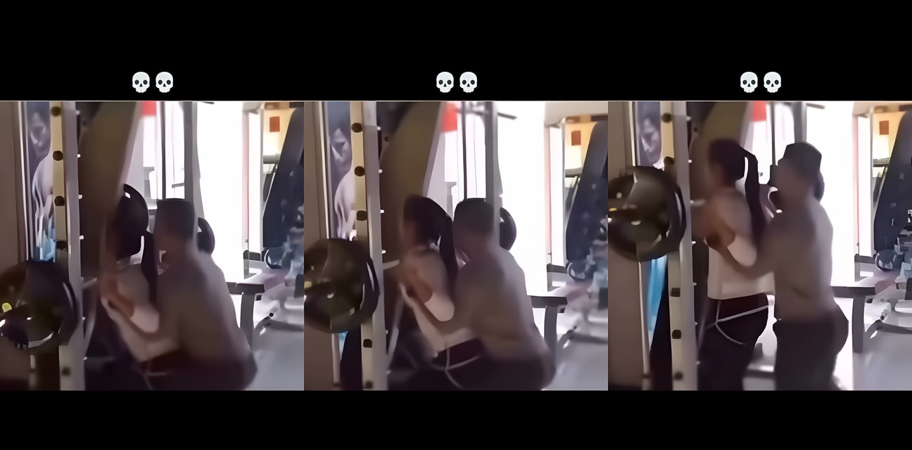 美女健身房惊现三只手神助攻！神秘男子举动引全场侧目