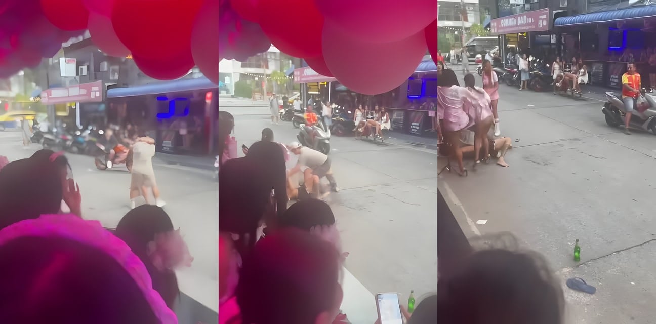 泰国街头劲爆互殴大戏！男双雄撕逼被甜美小妹围殴内射狂欢🤣