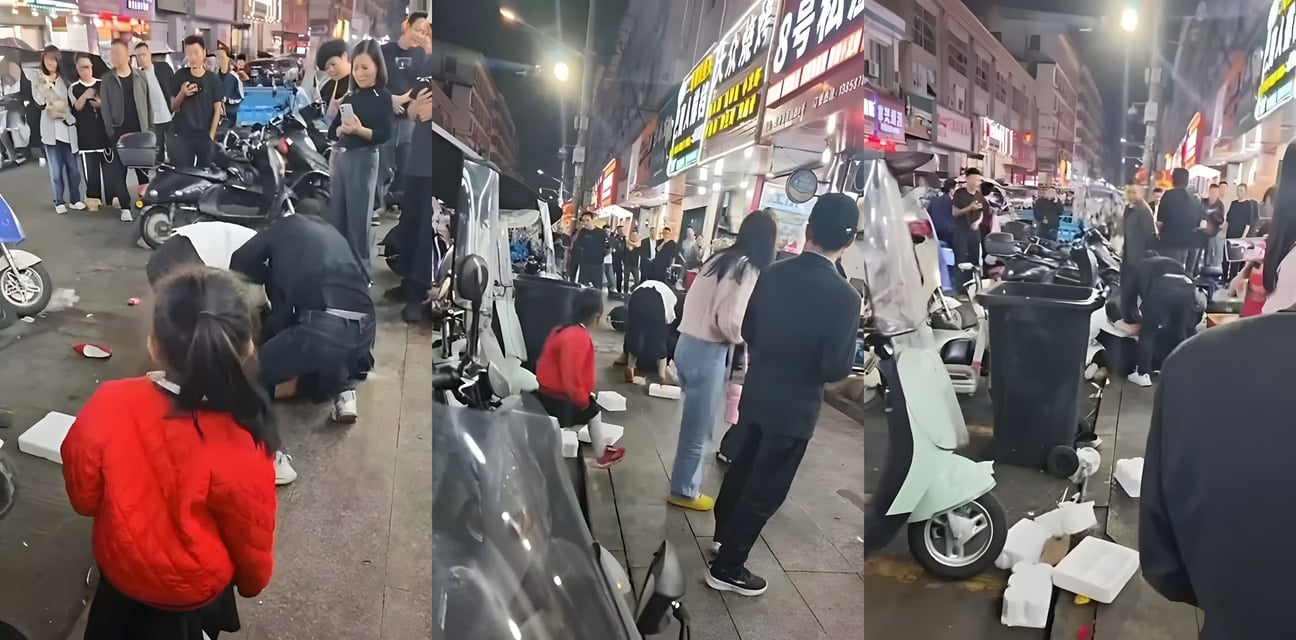 温州龙港池浦路抓奸大瓜！原配撞见老公搂嫩模狂亲烧烤摊 怒冲上前暴打小三现场视频曝光
