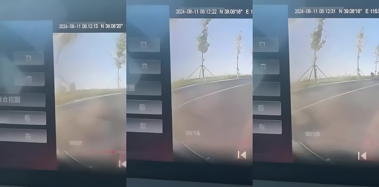骑行辣妹交通事故惊魂！自行车被小车猛撞 丰满身材暴露无遗 路人围观直呼刺激