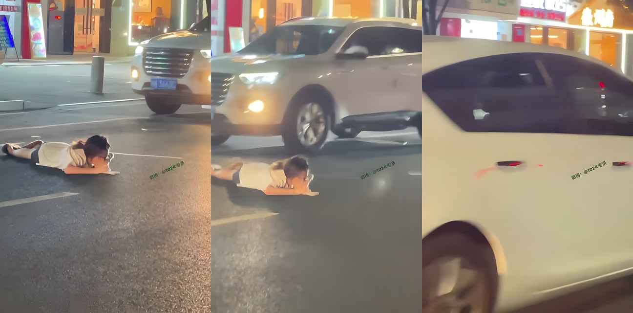 街頭辣妹馬路躺平刷手機 竟遭路人猛男撿屍狂幹 高潮噴水全過程曝光