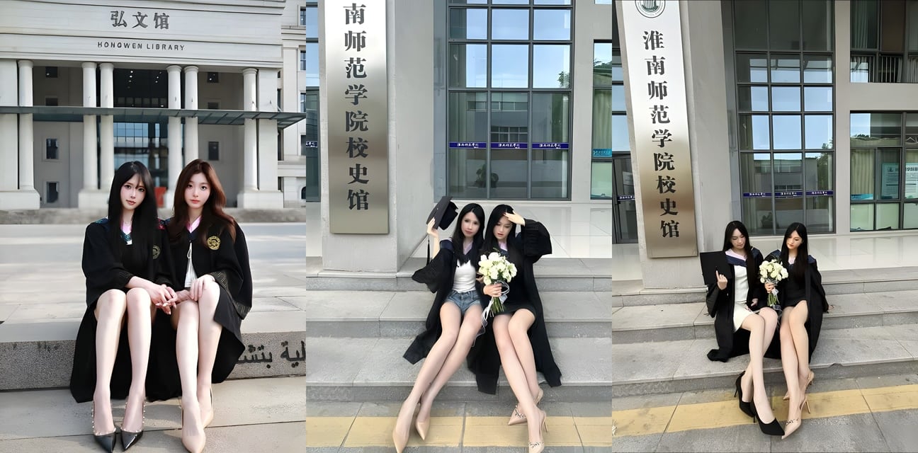 高学历女神合影曝光！清纯学生妹私下超浪 制服诱惑内射狂欢