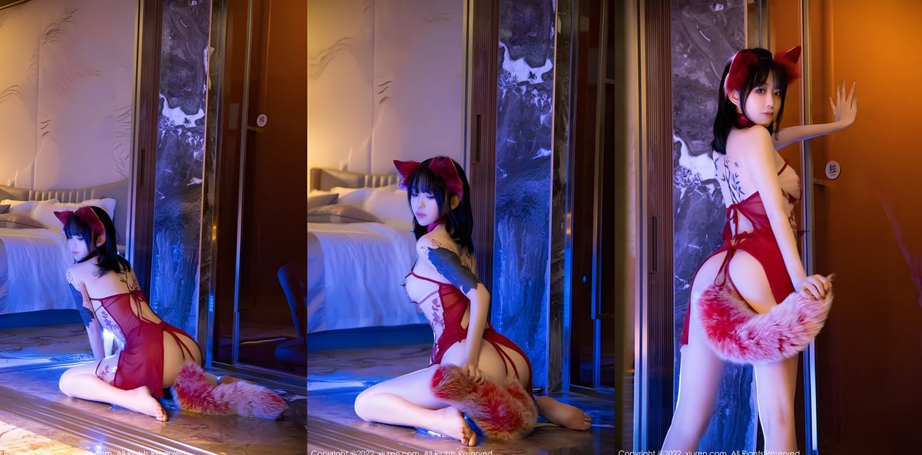 清纯少女猫娘酒店诱惑！红丝露乳翘臀狐尾摇曳 任君内射狂欢