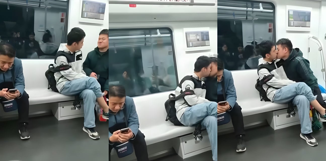 地铁gay男男激吻大尺度！舌头深喉狂搅双手乱摸臀部猛蹭超劲爆