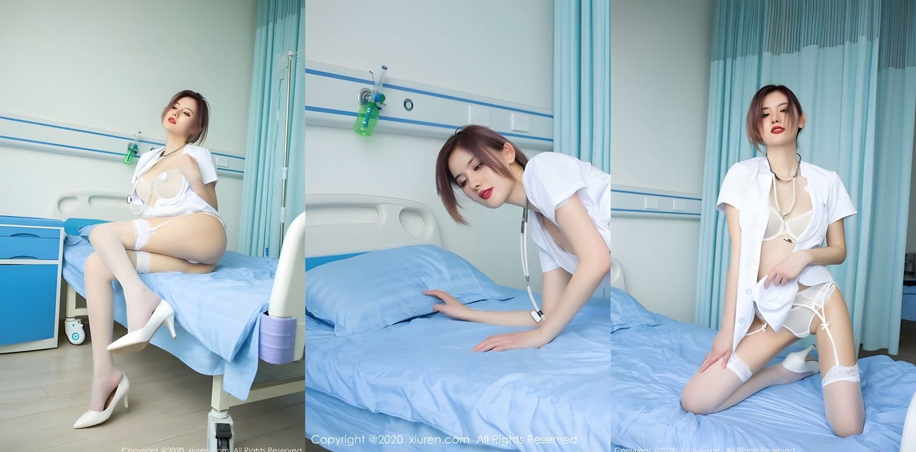 医院嫩模护士翘臀撅穴勾引病人！白丝开档护士服超透视内射福利