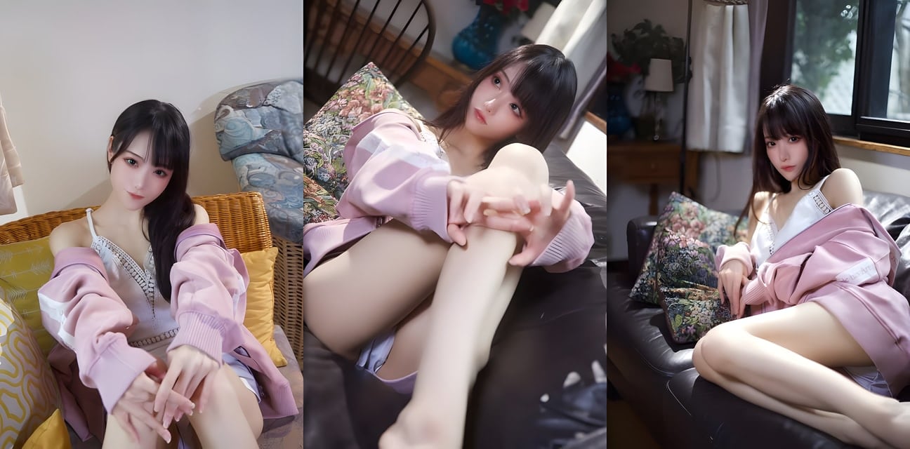甜美小妹粉色卫衣吊带私房诱惑！修长美腿大开翘臀若隐若现