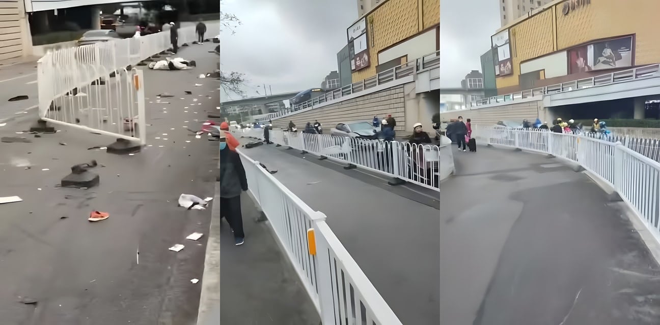 南京中央门桥下轿车核爆冲人行道！撞翻电动车多名行人昏迷血染路面尖叫四起