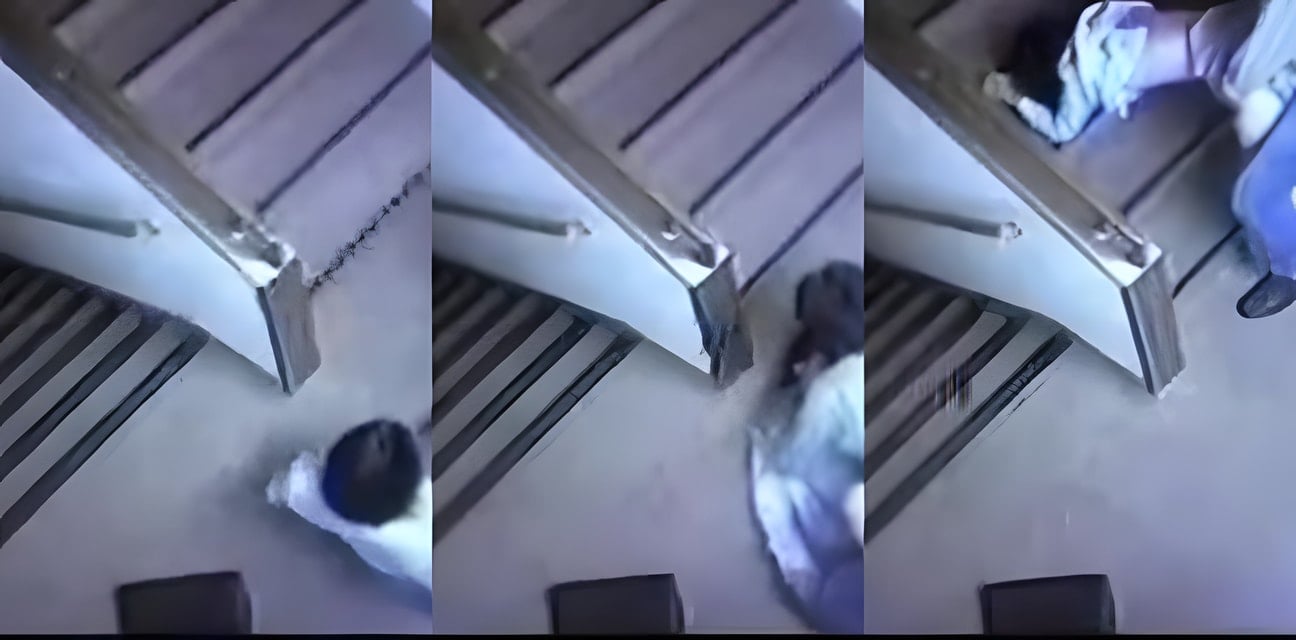 樓梯驚魂！女子被神秘男子強行拖拽實錘視頻曝光