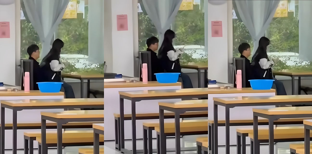 郑州商学院食堂偷情大瓜！极品学生妹女上位狂摇眼镜男 汁水浸湿裤子高潮喷涌