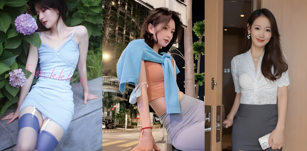 清纯少女户外丝袜私拍大爆料！蓝裙黑丝吊带诱惑门前勾人