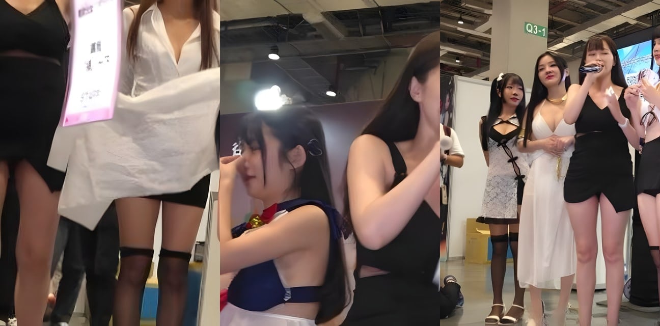 台北花博欲神幻想线下炸场！泳装舰娘女神跪舔手指狂撩粉丝 臀浪翻滚雪白曲线直击荷尔蒙爆表