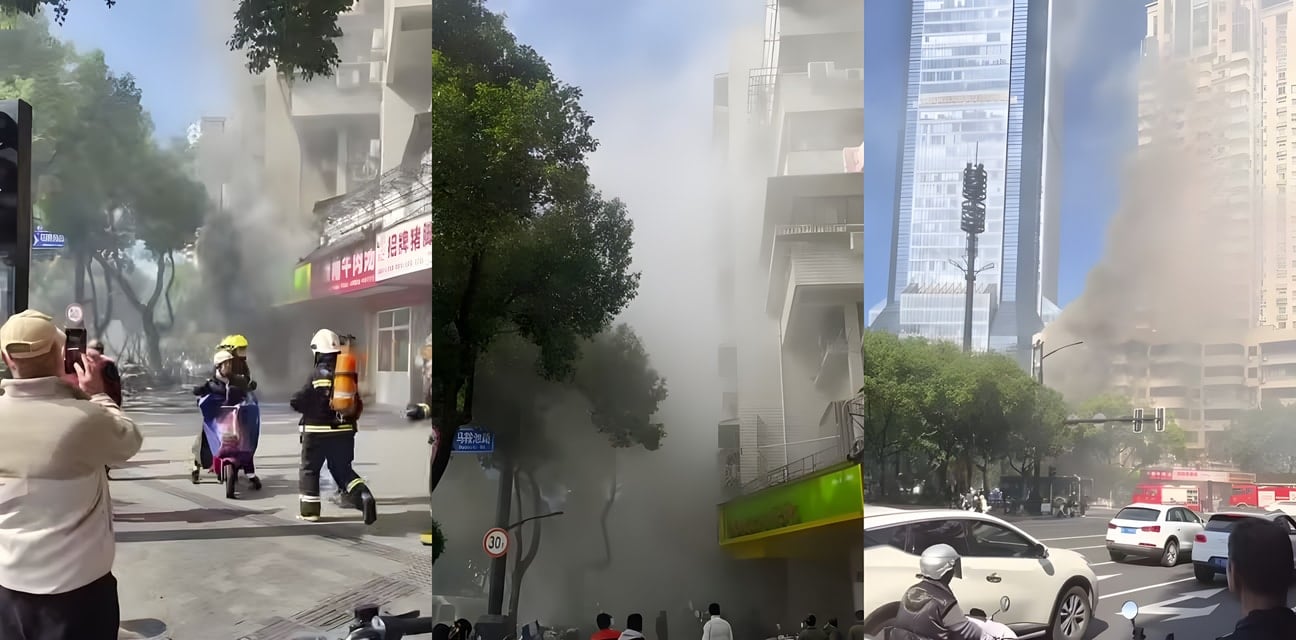温州沿街服装店午休突燃大火！浓烟滚滚遮天蔽日 消防猛男火速扑灭零伤亡